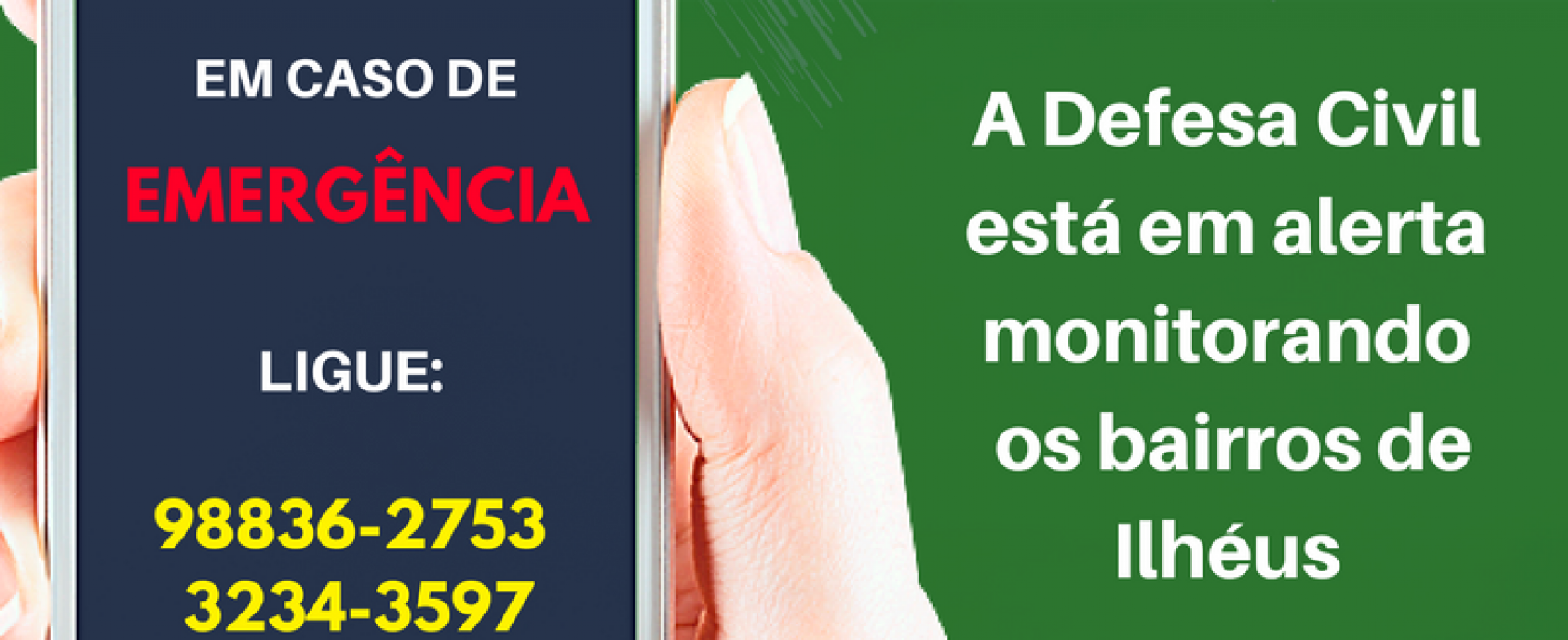 Defesa Civil tem novo número de celular para atendimento à população