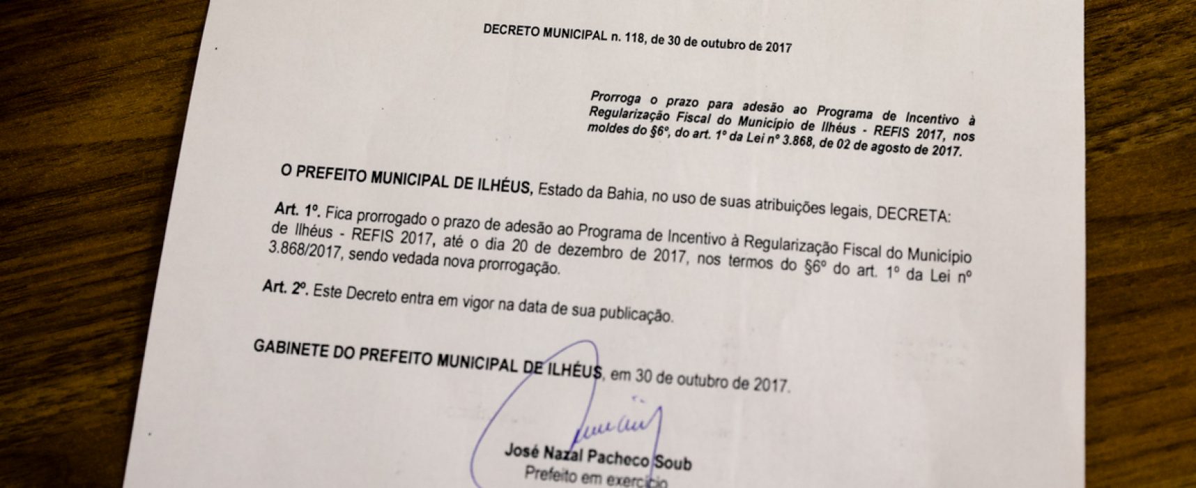 Ilhéus prorroga o Refis 2017 até 20 de dezembro