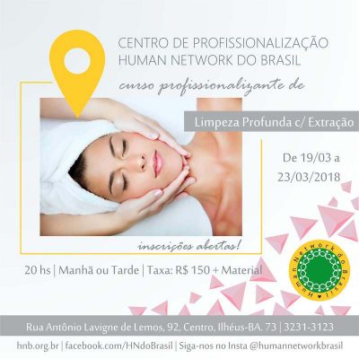 Próxima semana: curso de limpeza de pele profunda com extração em Ilhéus