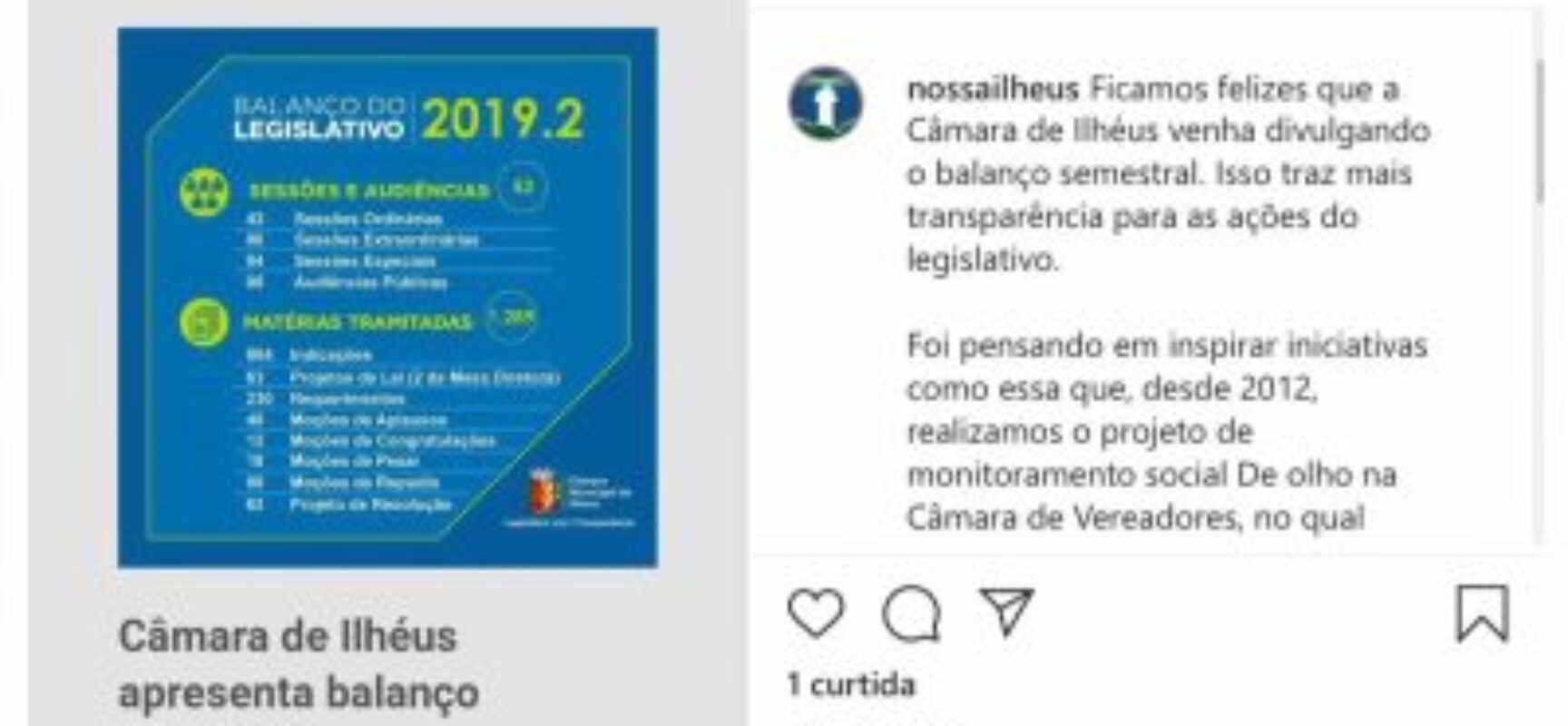 Instituto Nossa Ilhéus reconhece Transparência da gestão do vereador César Porto na Câmara Municipal de Ilhéus
