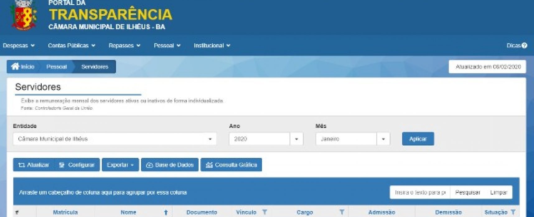 Portal da Transparência da Câmara de Ilhéus é modernizado
