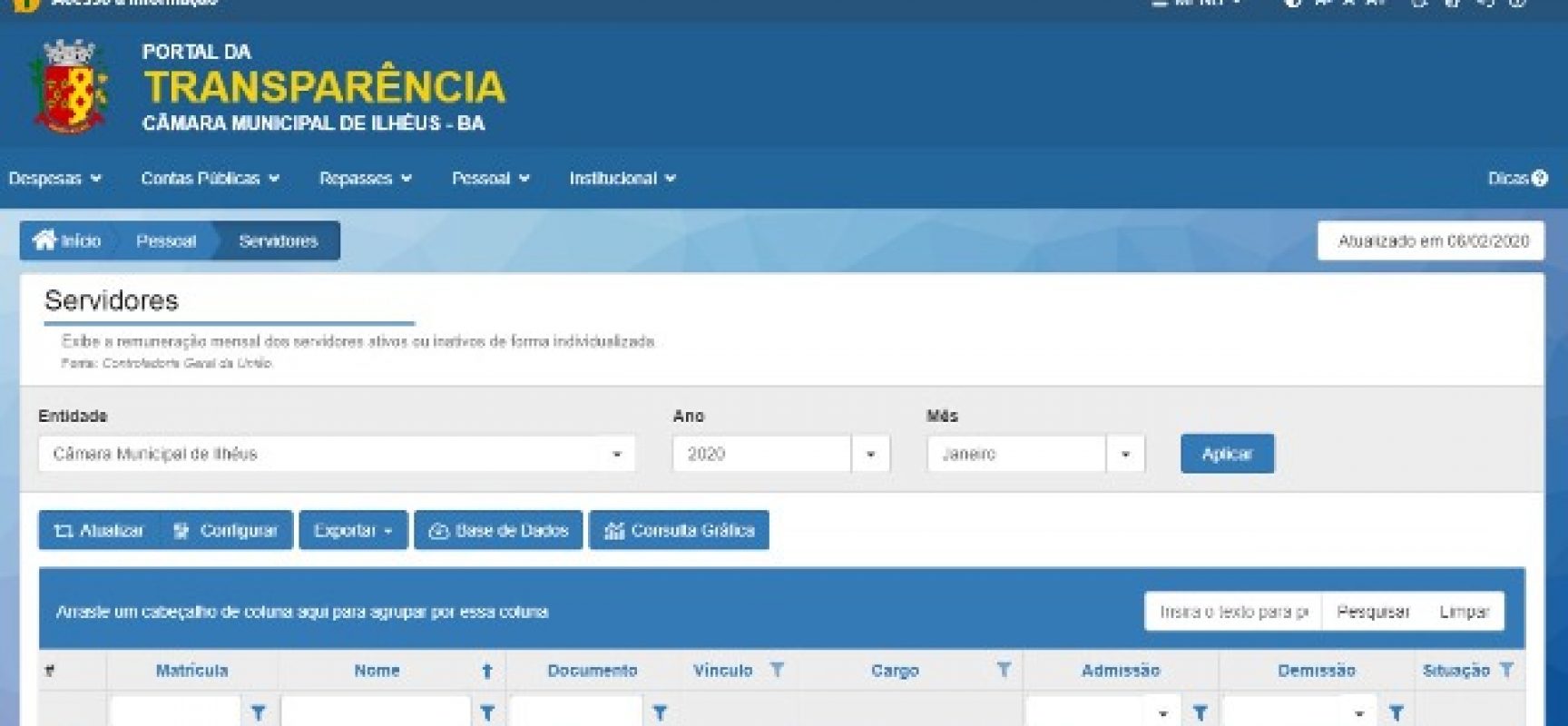 Portal da Transparência da Câmara de Ilhéus é modernizado