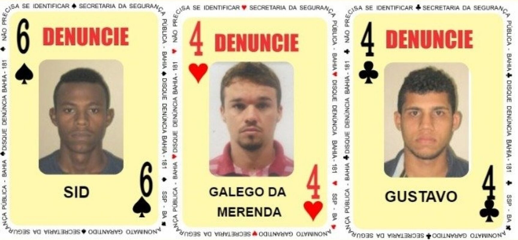 Tês suspeitos de homicídios são incluídos no Baralho do Crime; trio é da RMS