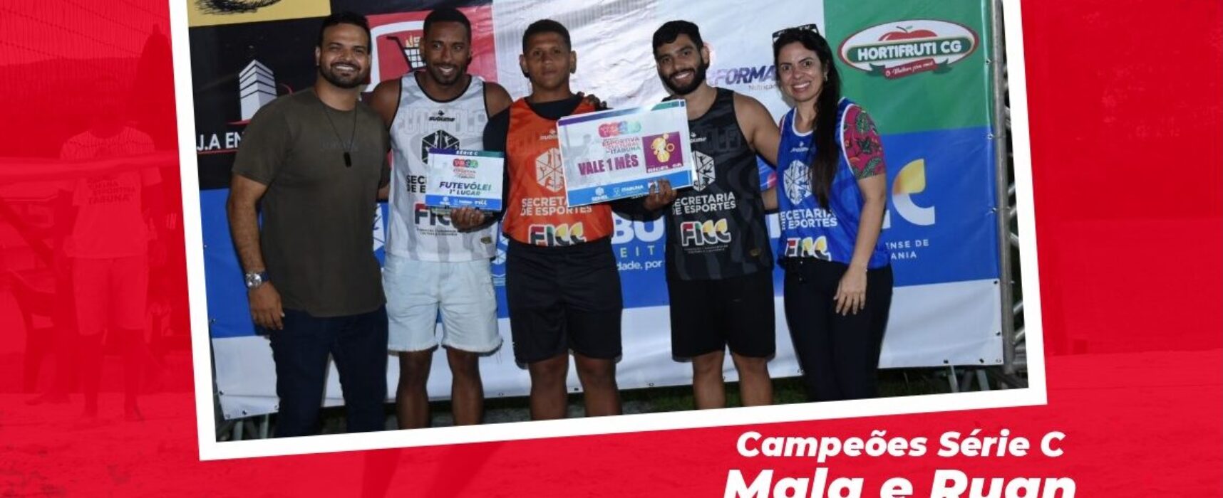 Secretaria de Esportes premia duplas campeãs de futevôlei da 2ª Semana Esportiva e Cultural