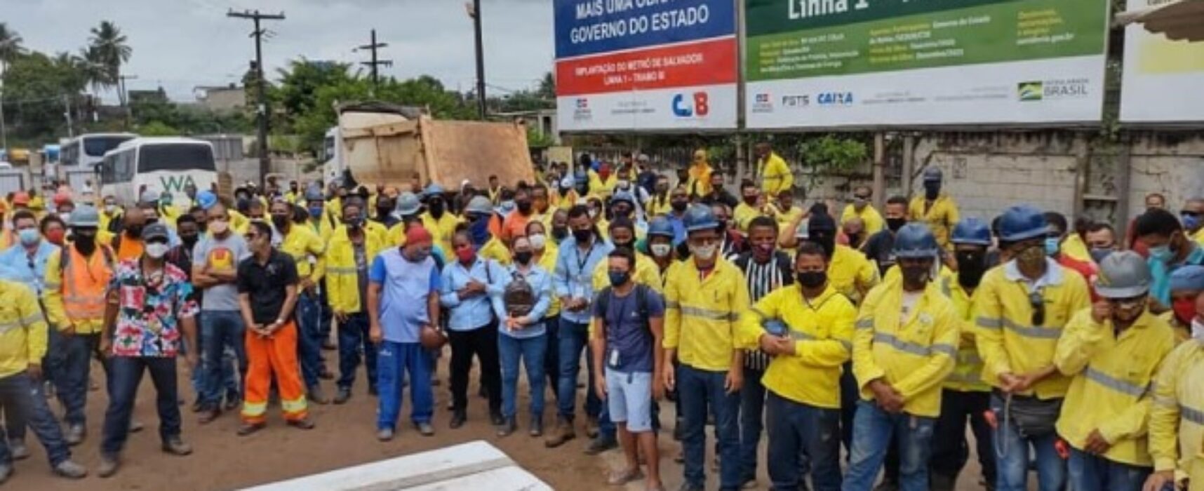 TRABALHADORES DA CONSTRUÇÃO PESADA LANÇAM CAMPANHA SALARIAL 2022 NA OBRA DO METRÔ DE SALVADOR