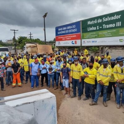 TRABALHADORES DA CONSTRUÇÃO PESADA LANÇAM CAMPANHA SALARIAL 2022 NA OBRA DO METRÔ DE SALVADOR