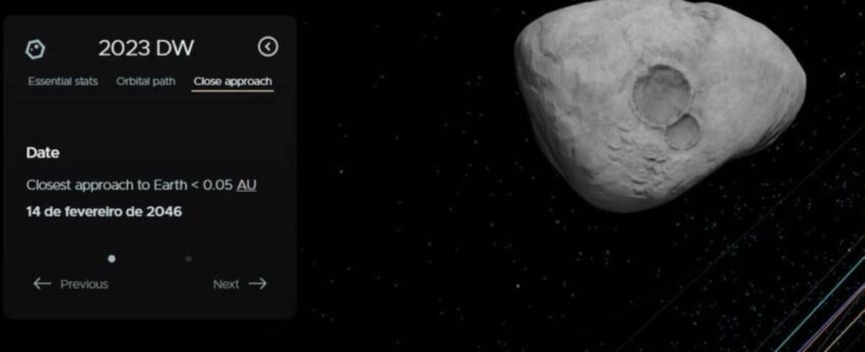Asteroide com chance de atingir a Terra em 2046 é monitorado pela Nasa