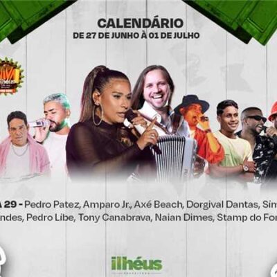 Terceira noite de Viva Ilhéus 490 Anos, com Dorgival Dantas e Simone Mendes