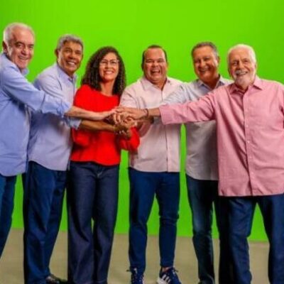 Geraldo e Fabya reúnem Jerônimo, Rui, Wagner e Otto em gravação de programa eleitoral