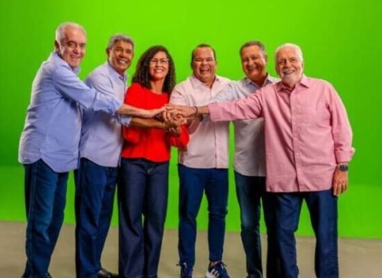 Geraldo e Fabya reúnem Jerônimo, Rui, Wagner e Otto em gravação de programa eleitoral