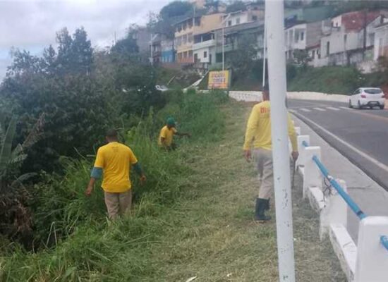 Prefeitura de Ilhéus realiza serviços de capinagem na Rua Amélia Nunes