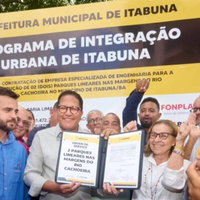Prefeito Augusto Castro autoriza as obras de construção dos parques lineares das margens do Rio Cachoeira