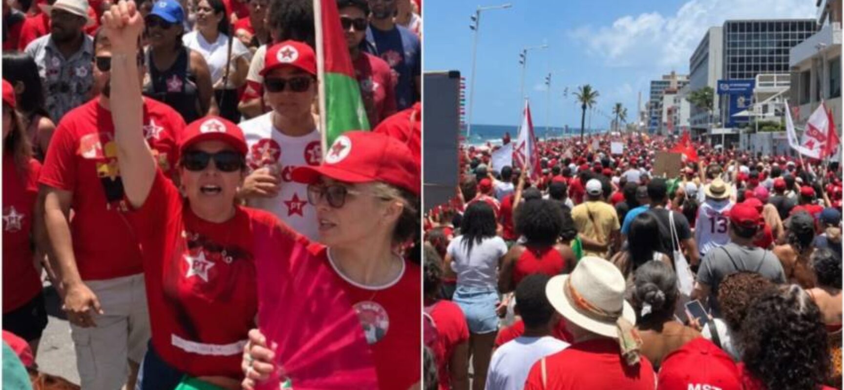 Manifestação pró-Lula reúne multidão e movimenta a região da Barra nesta segunda