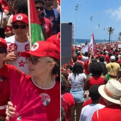 Manifestação pró-Lula reúne multidão e movimenta a região da Barra nesta segunda